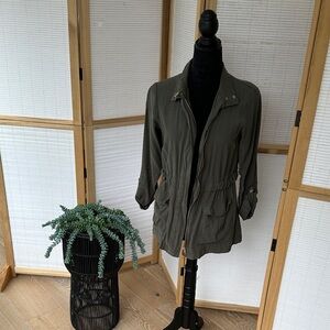 Women’s Olive Green Jacket with Gold-Toned Accents